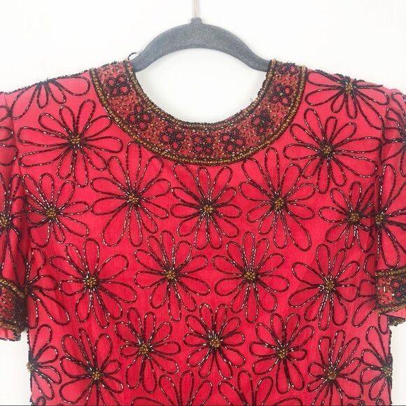 PAPELL BOUTIQUE | Vintage Silk Beaded Top Small - Picture 3 of 8